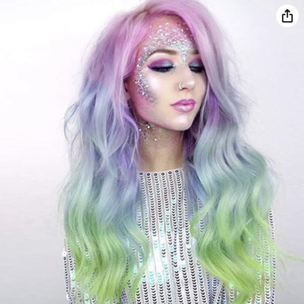 NEW Mermaid Colorful Long Wavy Wigs